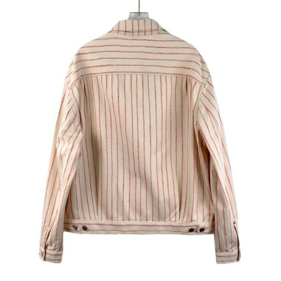 DIOR Mens Cream & Red Striped Cotton Denim Jacket Made In Italy Size 52 - Picture 7 of 7